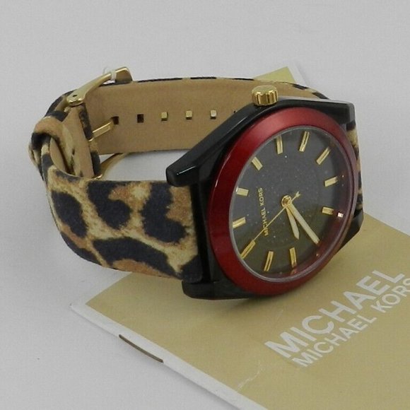 MICHAEL KORS Women's Channing Animal Print Leather Strap Watch 40mm - Picture 1 of 7